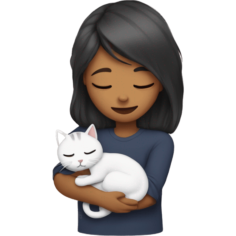 Cuddling with a cat emoji