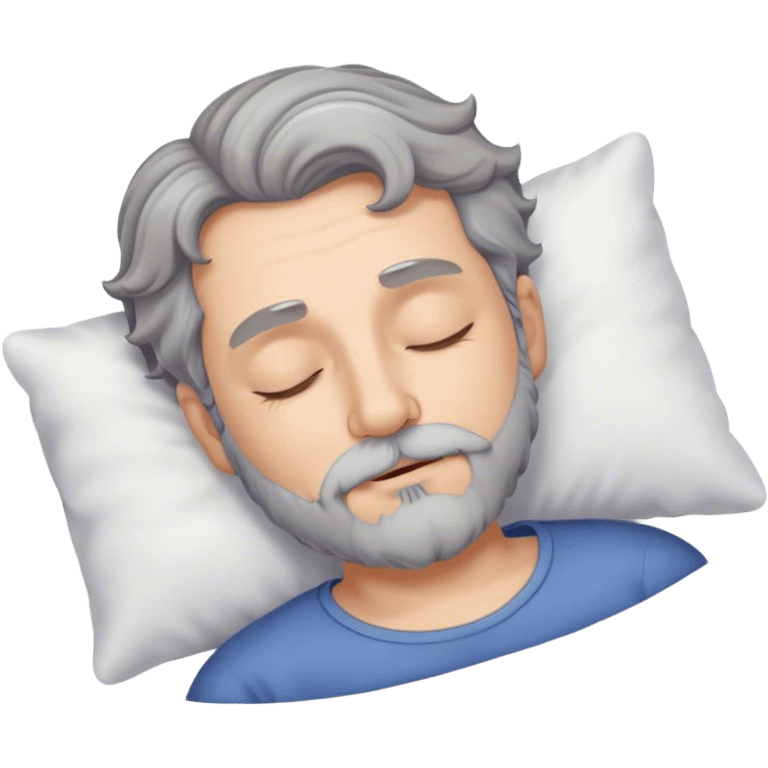 Sleeping man with grey beard and short wavy hair emoji