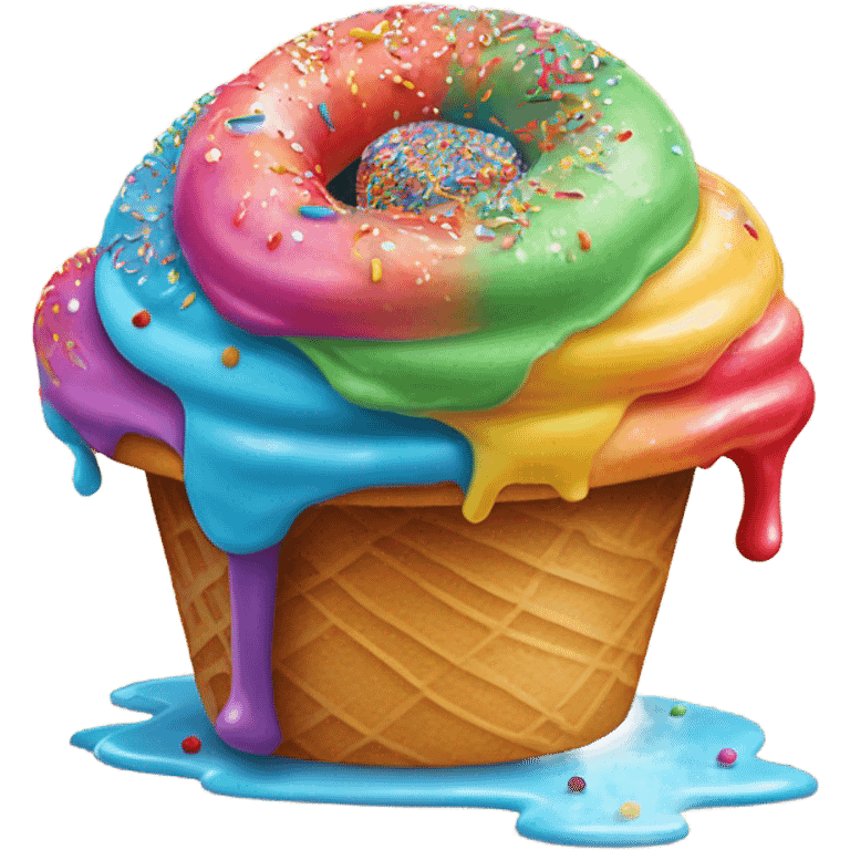 Rainbow icecream, rainbow donut emoji