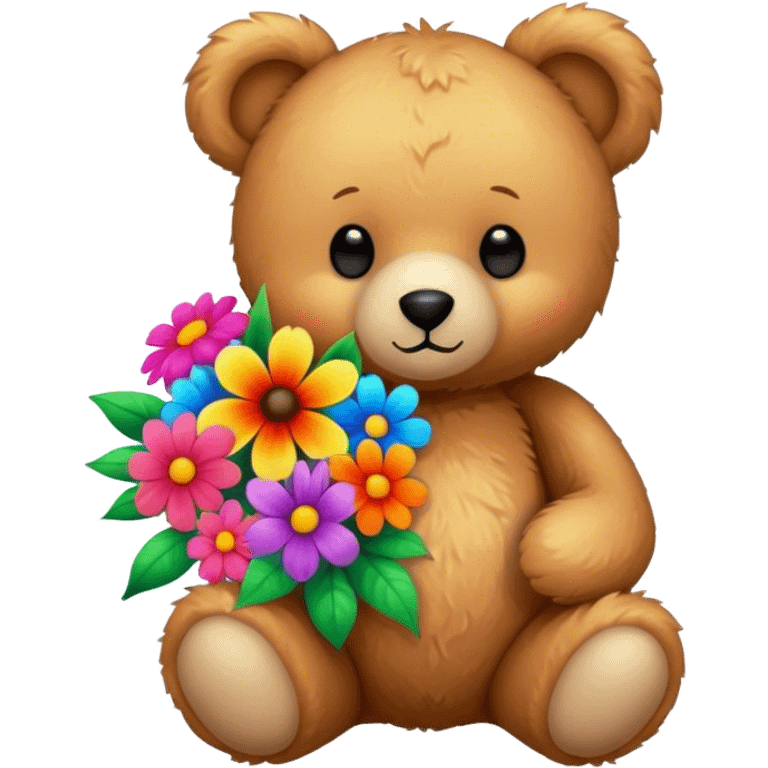 teddy bear holding bouquet emoji