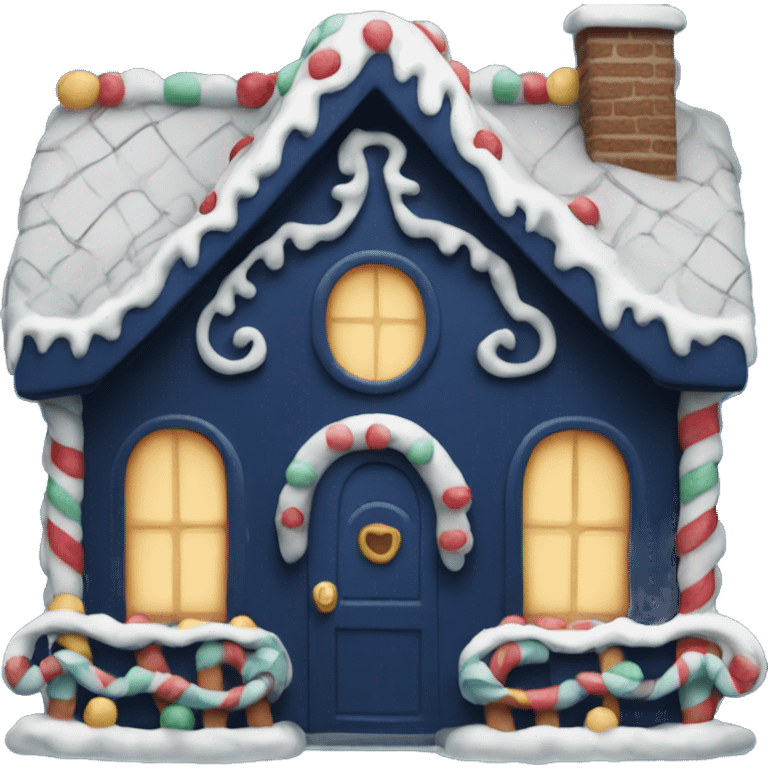 Cosy dark blue gingerbread house  emoji