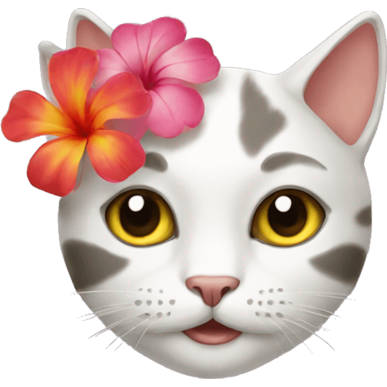 cat with hawaii flower  emoji