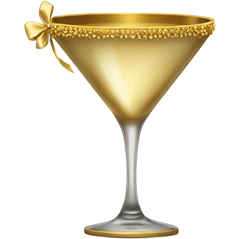 gold rimmed martini glass with tiny gold bows emoji