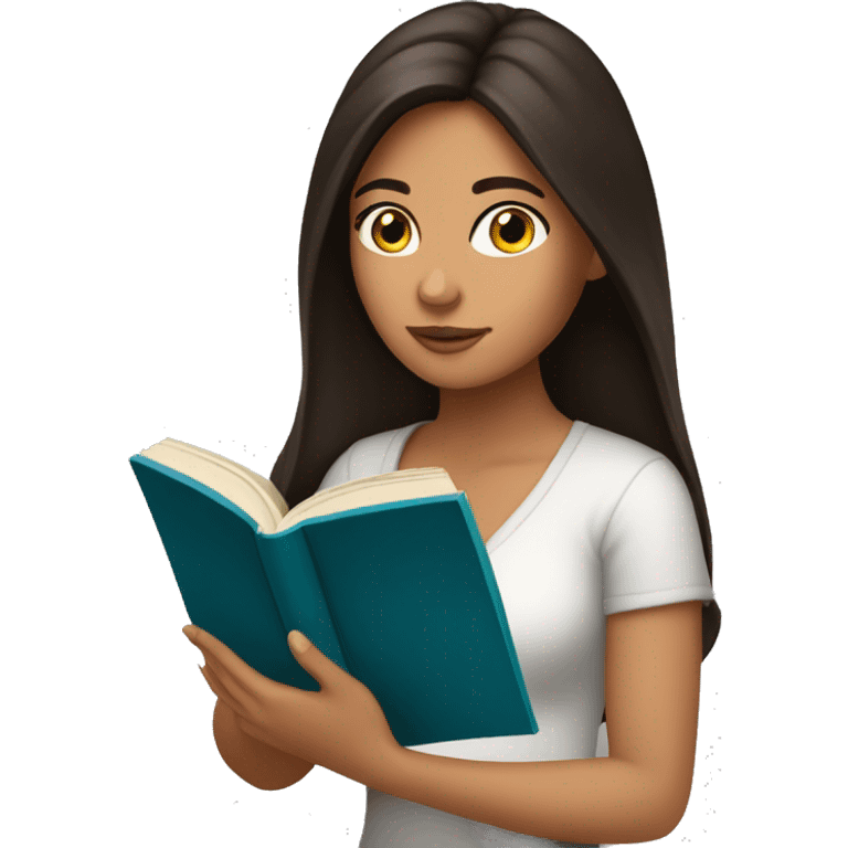 Brunette Latina girl reading a book emoji