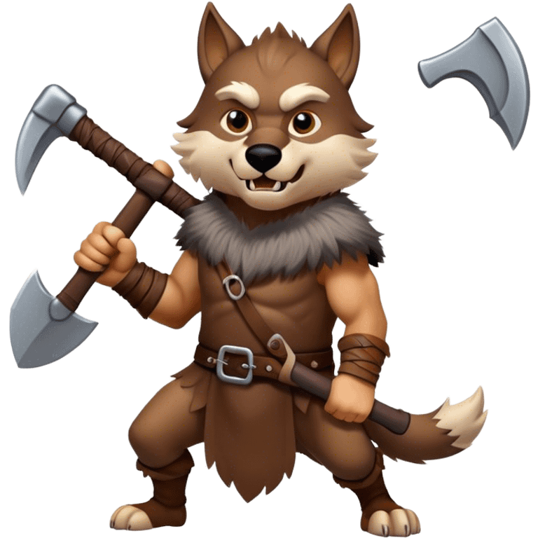 Viking wolf with axe emoji