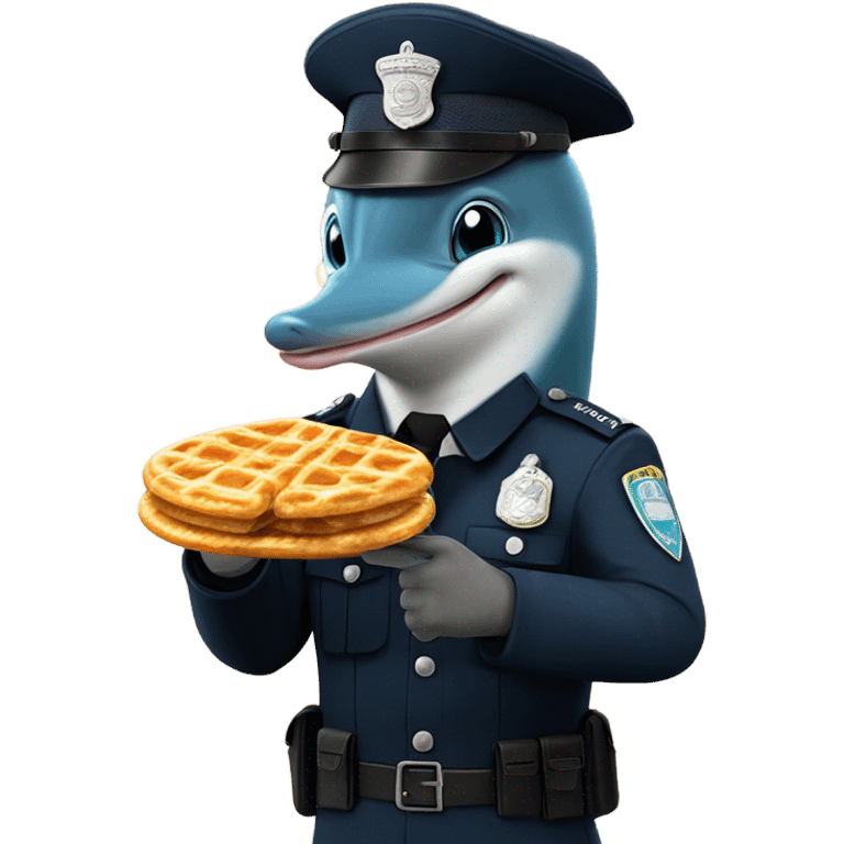 a german cop dolphin eating a stroopwafel emoji