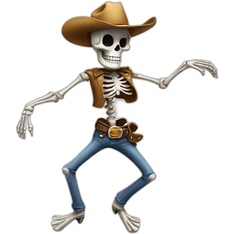 dancing skeleton with a cowboy hat emoji