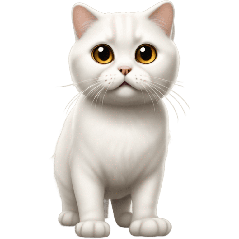 white scottish fold cat standing tall like a meerkat emoji