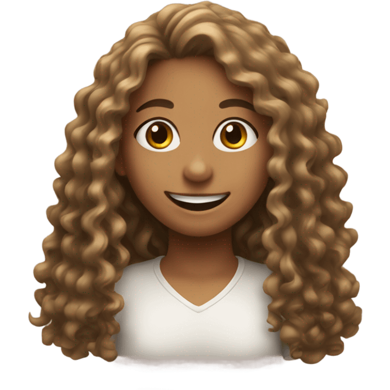 smiling girl with long curly hair emoji