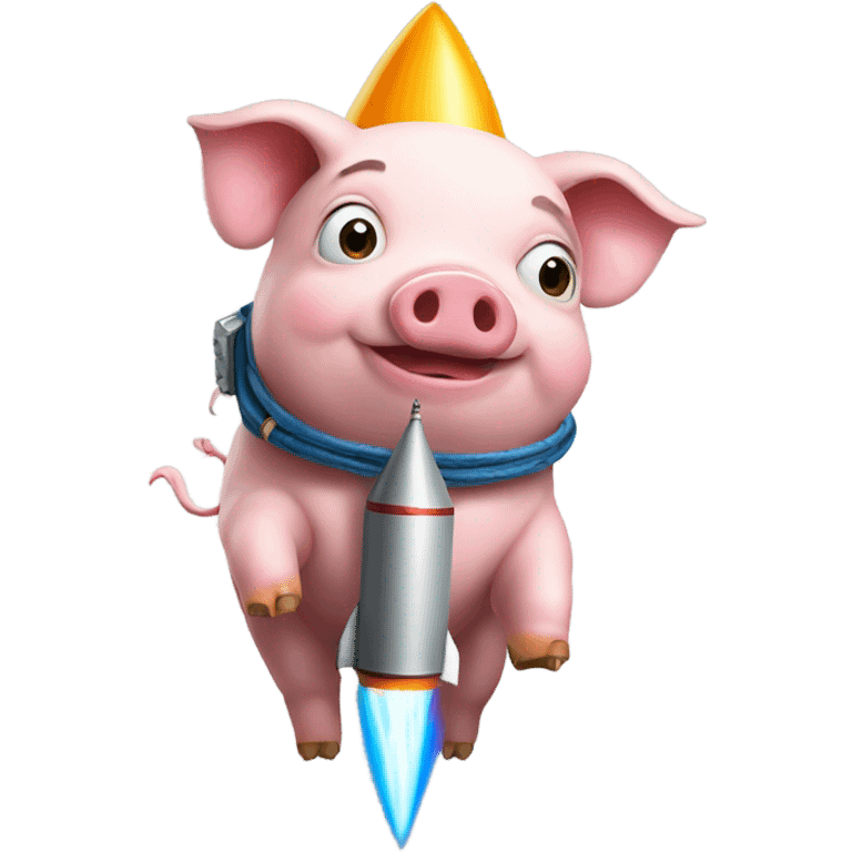 a pig with a rocket tied to its back emoji