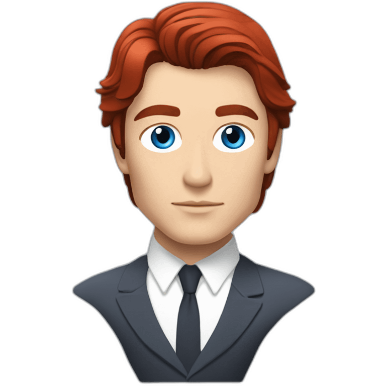 Alain delon sleek futuristic outfit blue eyes red hair full body emoji