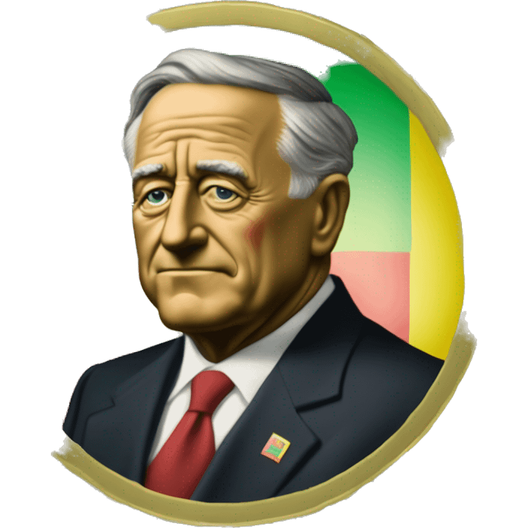 USD Dime coin with the Ethiopian flag as the background colors of green yellow and red, but maintains the face of President Roosevelt, as well as “Liberty” and “In God we Trust” emoji