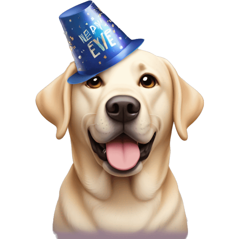 Labrador wearing new years eve Party hat emoji