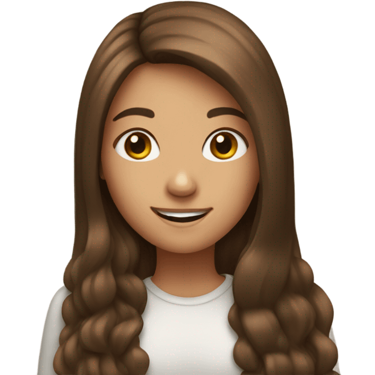 smiling girl with long brown hair emoji