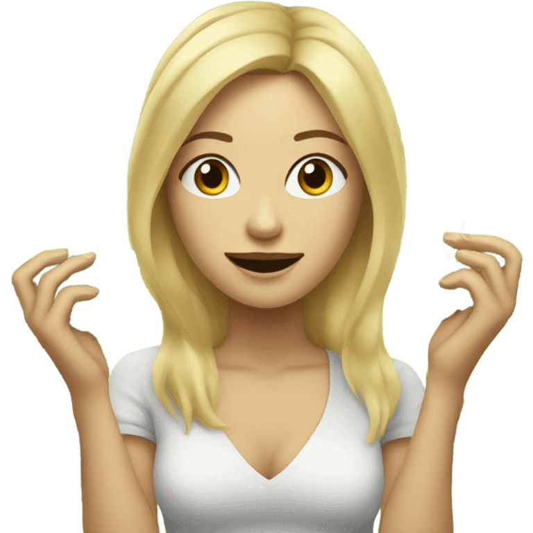 Blonde hair woman with marijuana emoji