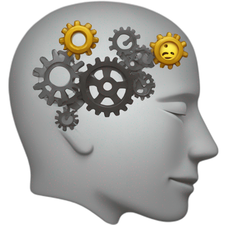 thinking head with 3 gears in the head emoji