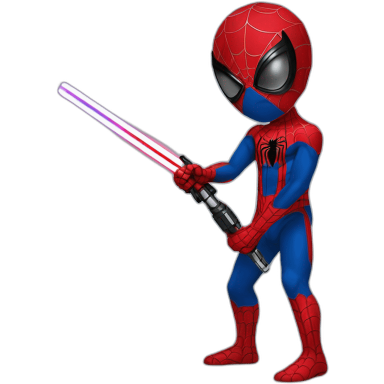 Spider man with a star wars light saber emoji