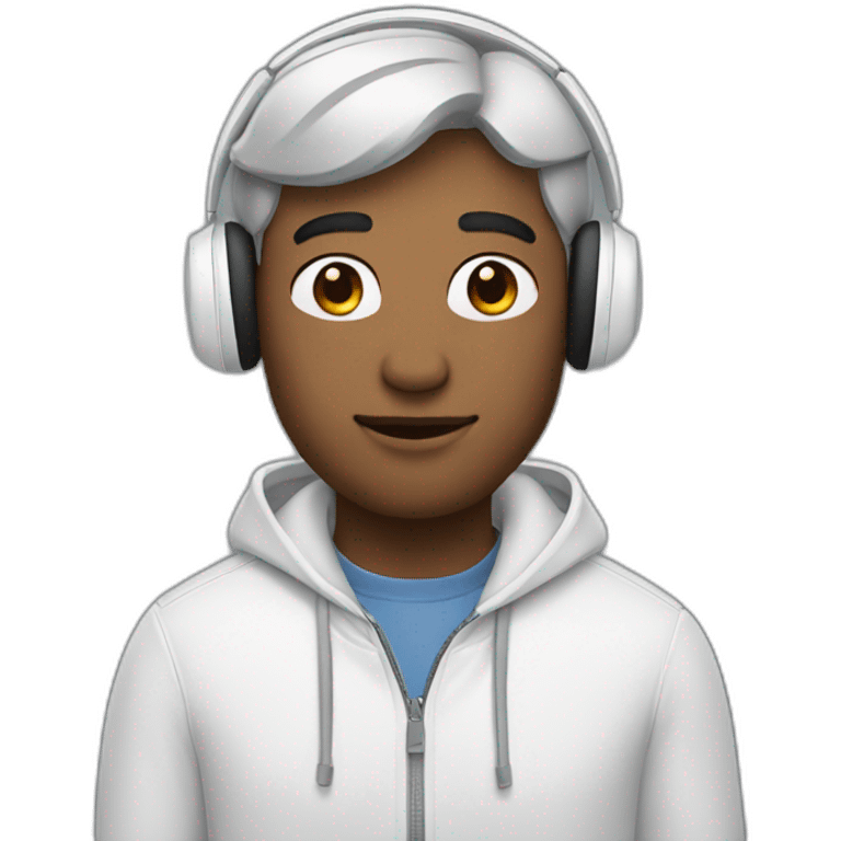 A man wearing AirPods mac emoji