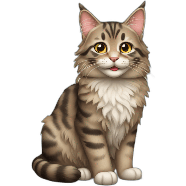 happy main coon tabby cat emoji