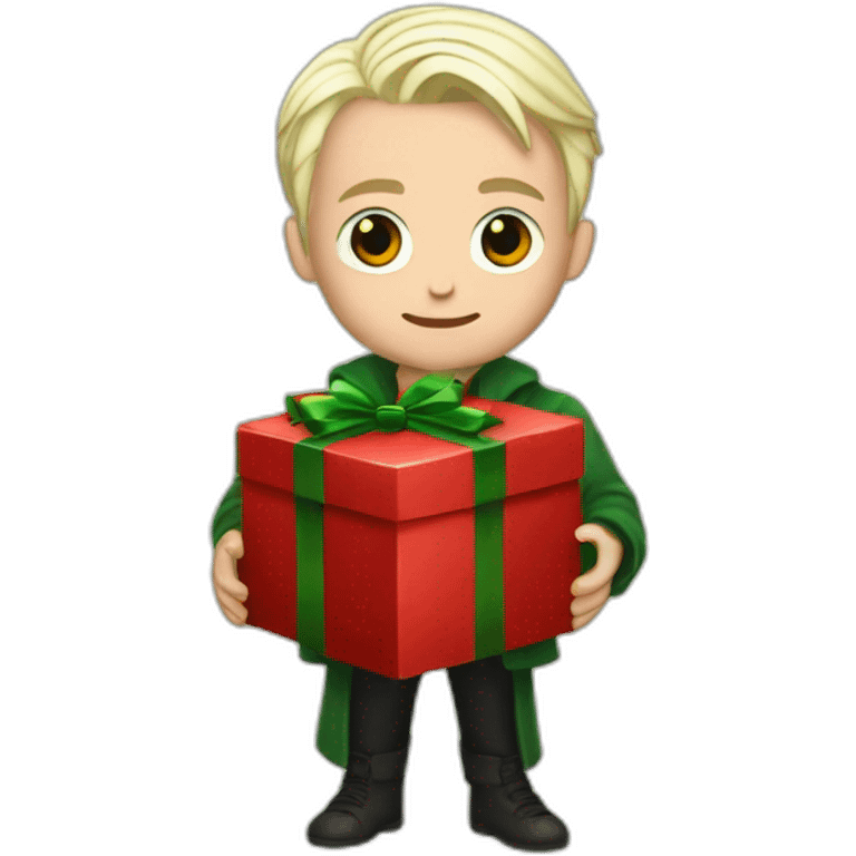 draco malfoy holding a red christmas present emoji