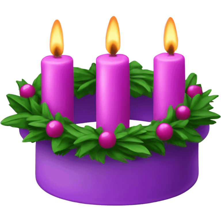 advent wreath with 3 purple candles and 1 pink candle emoji