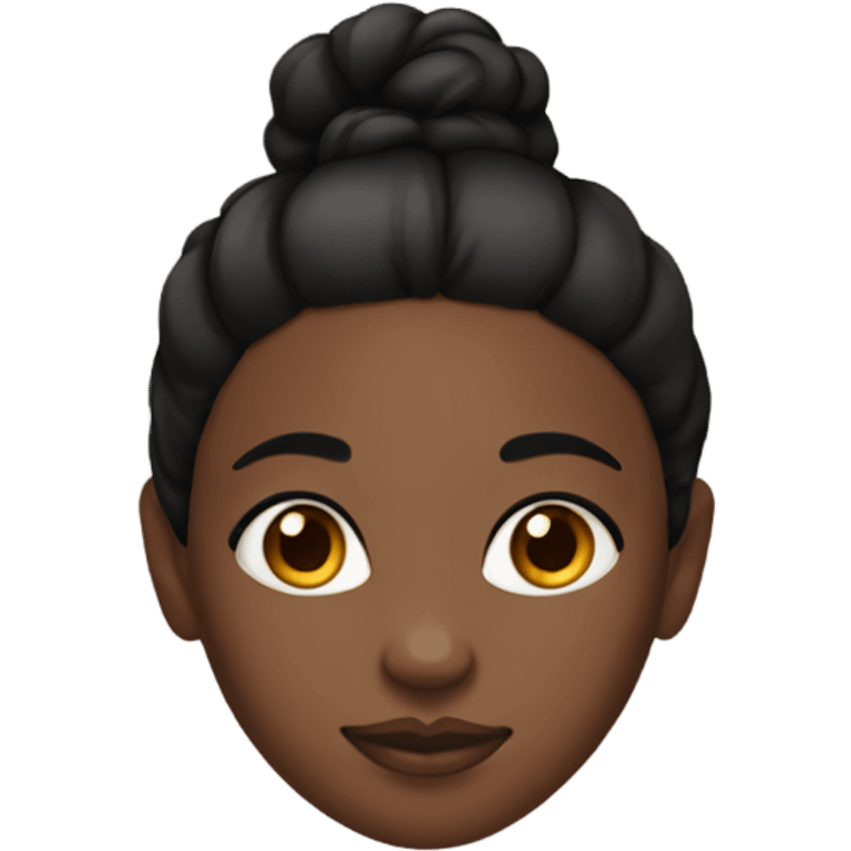 Black girl with black hair with two bun and Brown eyes emoji