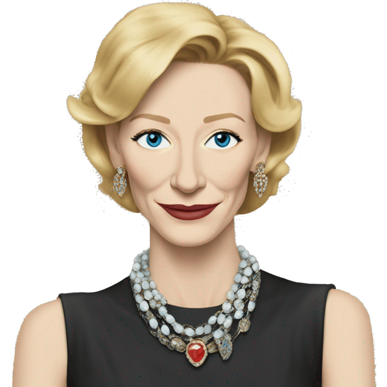 carol aird (cate blanchett, blue eyes)  with jewelry and cigarettes emoji