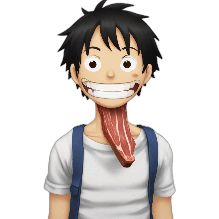 Monkey D Luffy eat meat emoji