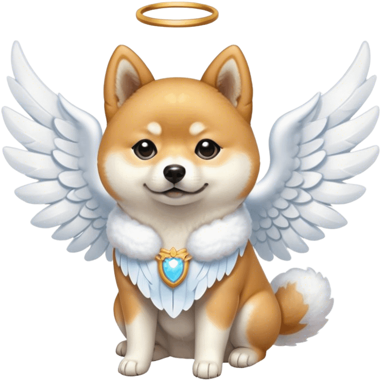 Fat Shiba inu with angel wings  emoji