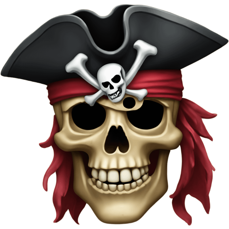 Pirate skull dark with eye patch and cherry hat emoji