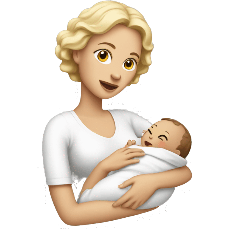 white lady holding newborn  emoji