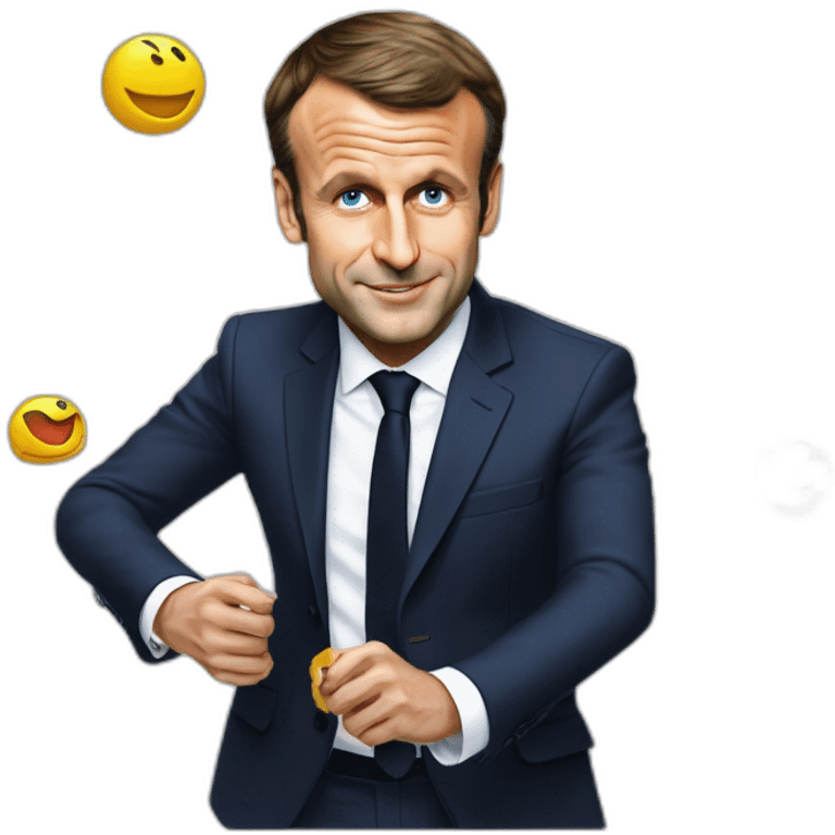 Emmanuel Macron qui joue au jeux vidéo  emoji