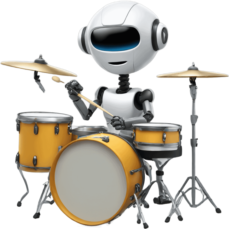 cute robot plays the drum set emoji