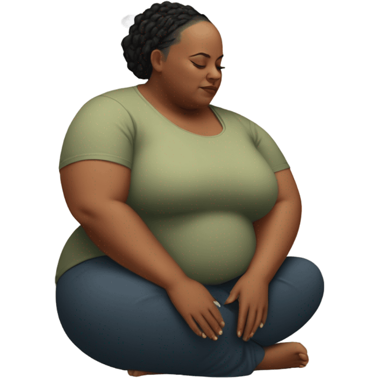 Plus size bald black woman meditating emoji