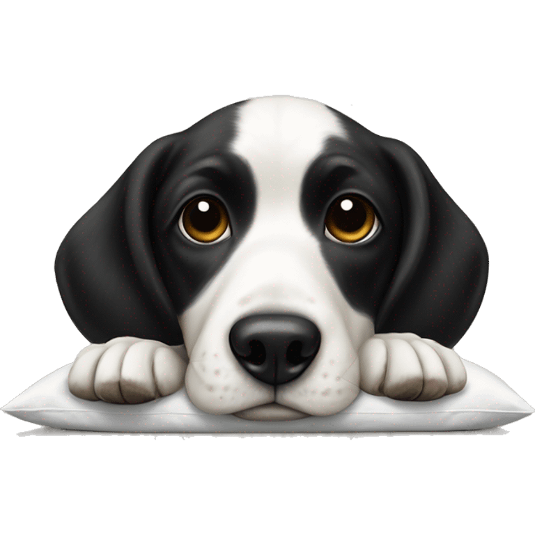 realistic white and black dog on pillow emoji