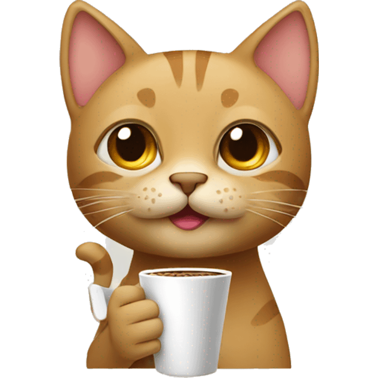 tan cat drinking a coffee  emoji