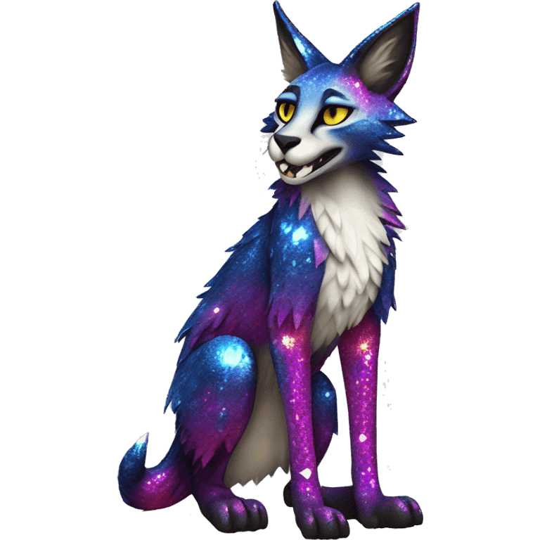 Epic Edgy Colorful Sparkly Sergal-Serval-Vernid full body emoji