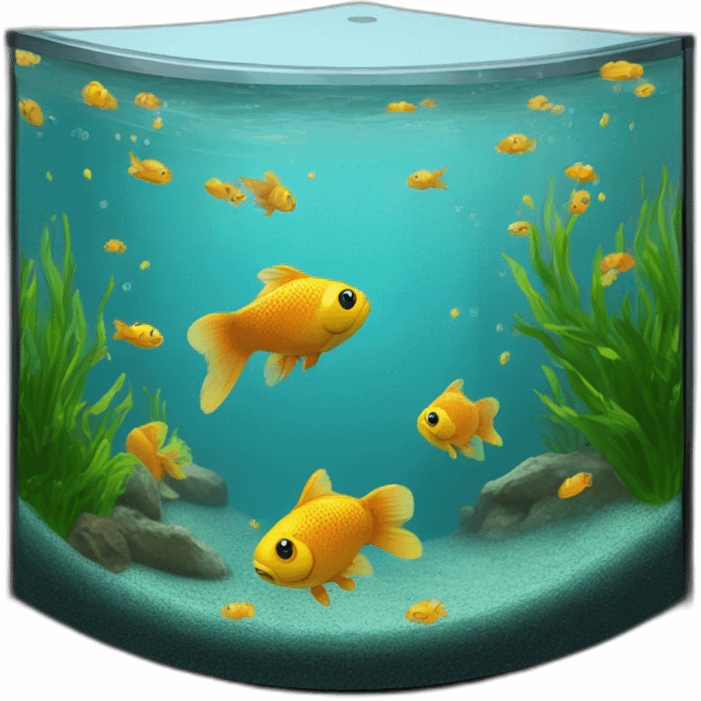 Des poissons (goupies) dans un aquarium d’angle emoji