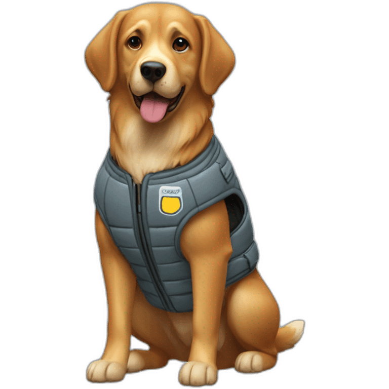 Chien avec un gilet de sécurité  emoji