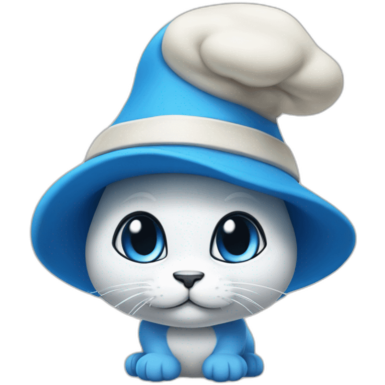 blue-cat-with-smurf-suite-white-and-mushroom-hat-also-white emoji