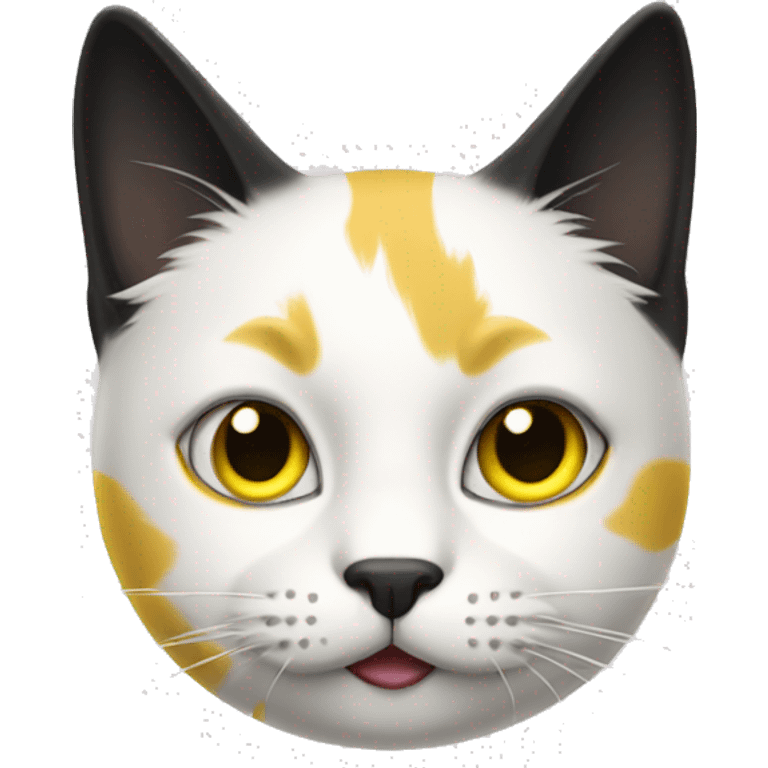 three color white yellow black cat emoji