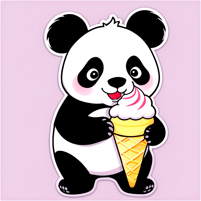 Panda eating ice cream emoji