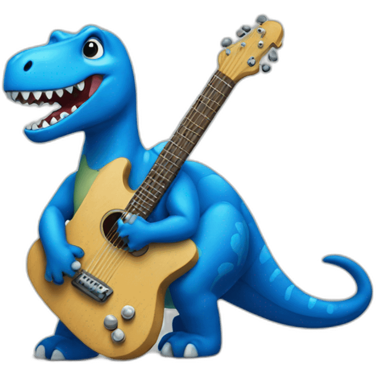 blue dinosaur play guitar emoji