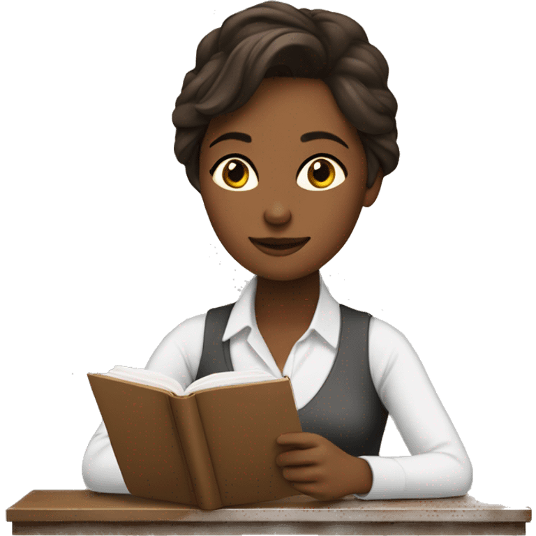 Female woman studying with coffee emoji