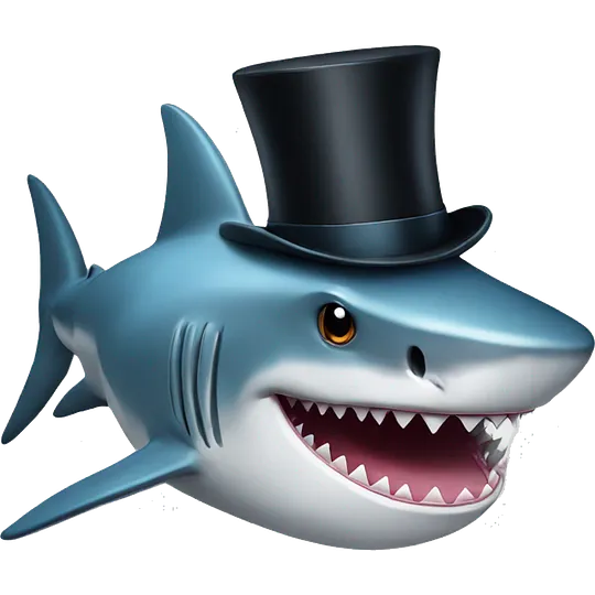 Shark with a top hat emoji