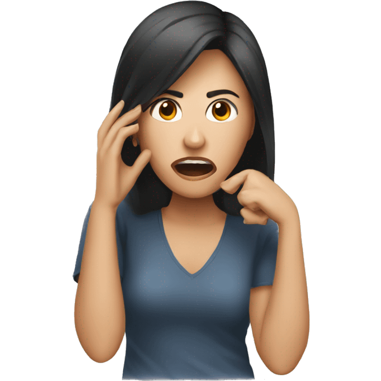 a woman calling an angry video call emoji