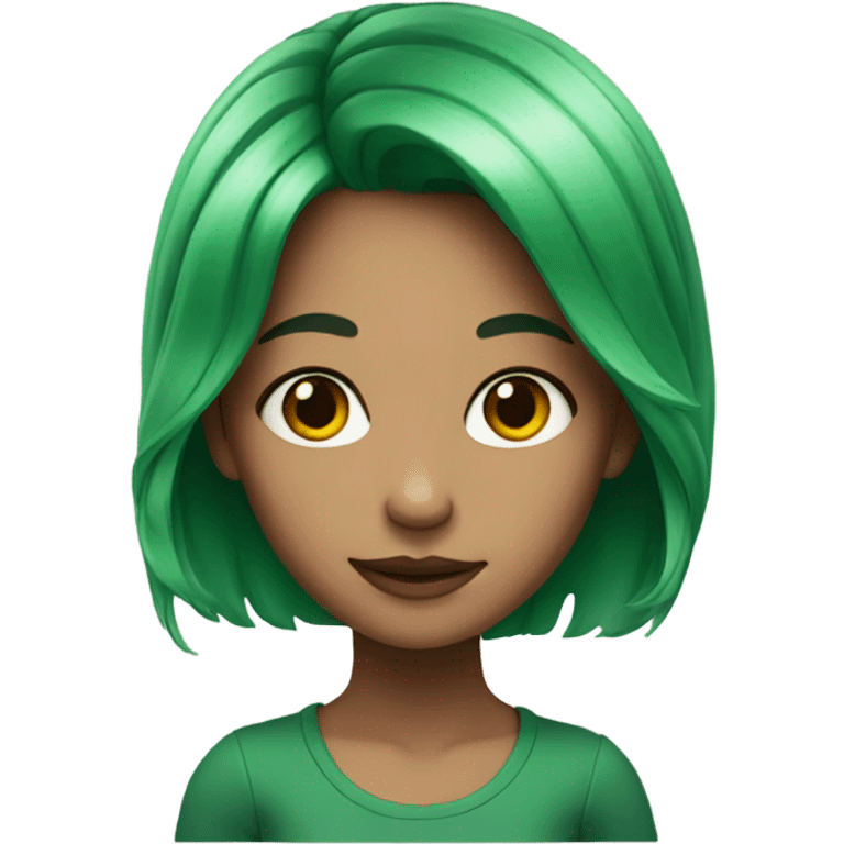 realistic girl with green hair emoji