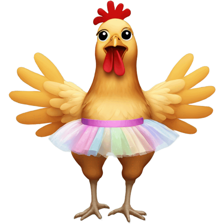 A chicken with a ballerina tutu emoji