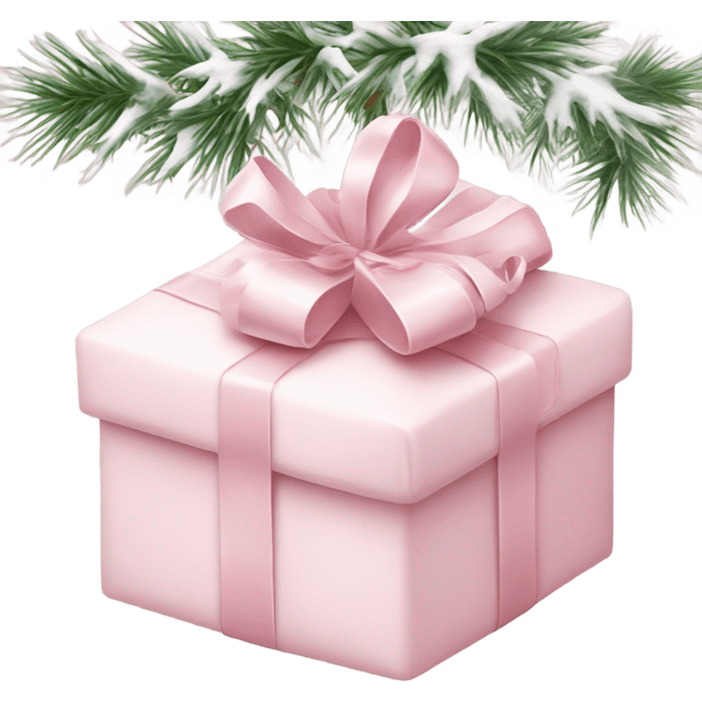 Light pink Christmas gifts under a white Christmas tree  emoji