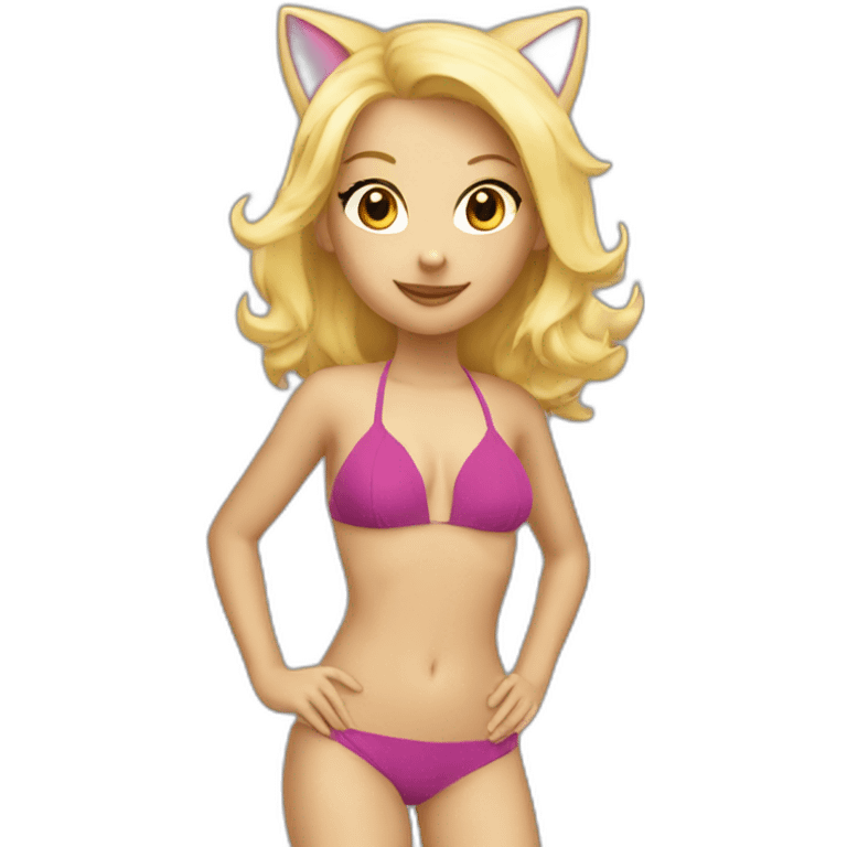 hot catgirl blonde swim suit emoji